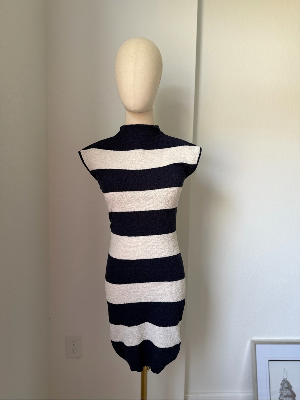 Zara Navy and White Striped Mini Dress